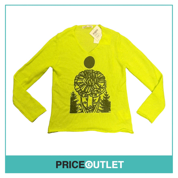 Comme des Garçons Jingle Flowers - Womens Yellow Knit Jumper - Size S - BRAND NEW WITH TAGS