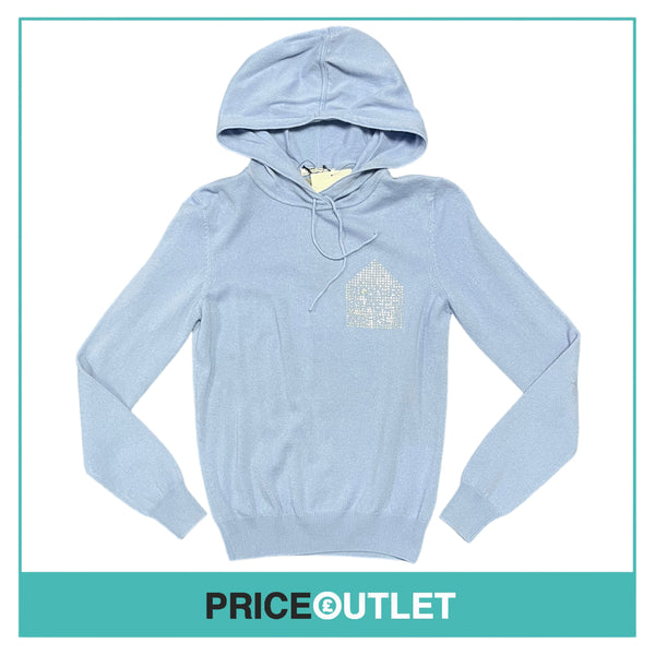 Comme des Garçons - Crystal Journey Ladies Light Blue Knit Hoodie with DSM Embellishment - Size S - BRAND NEW WITH TAGS