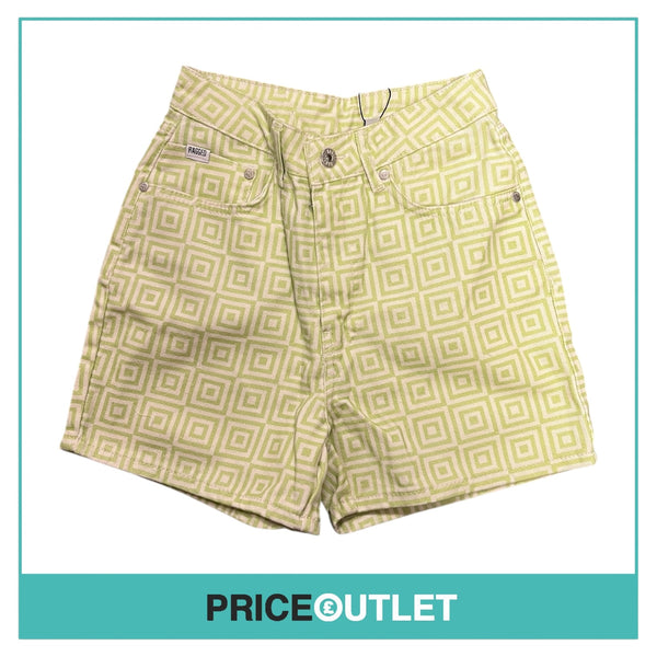 Ragged Jeans - Green and Cream Denim Turf Shorts - Size 24 - BRAND NEW WITH TAGS