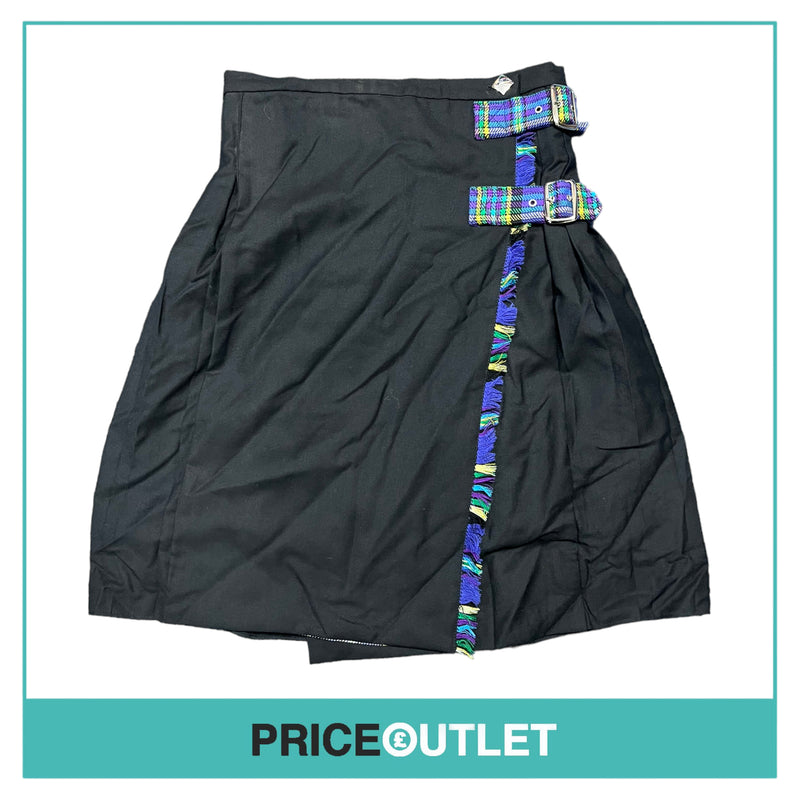 House of Holland - Black Strapless Kilted Dress with Purple and Green Tartan Detailing - Size S - BRAND NEW WITH TAGS