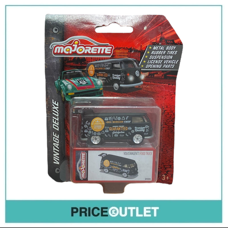 Majorette Vintage Deluxe - Volkswagen T1 Food Truck (Black) - Damaged Box