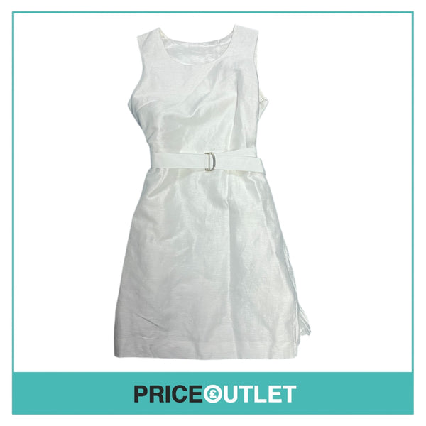 Sacai - White Linen Dress with Belt Waist - Size 3 - BRAND NEW WITH TAGS