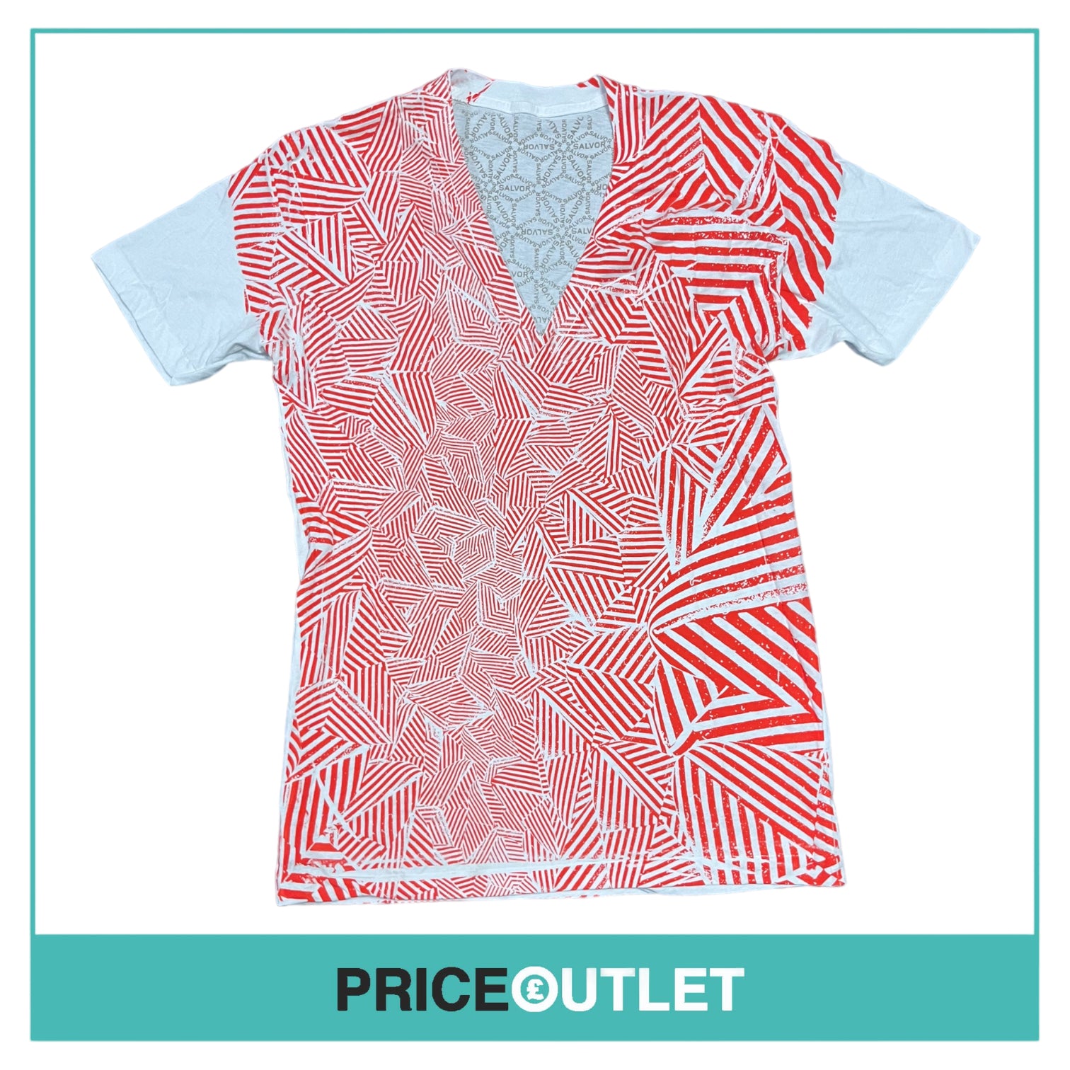 Salvor - Red and White Fingerprint T-Shirt - Size L - BRAND NEW WITH TAGS
