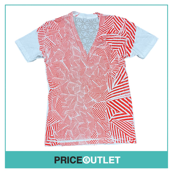 Salvor - Red and White Fingerprint T-Shirt - Size L - BRAND NEW WITH TAGS