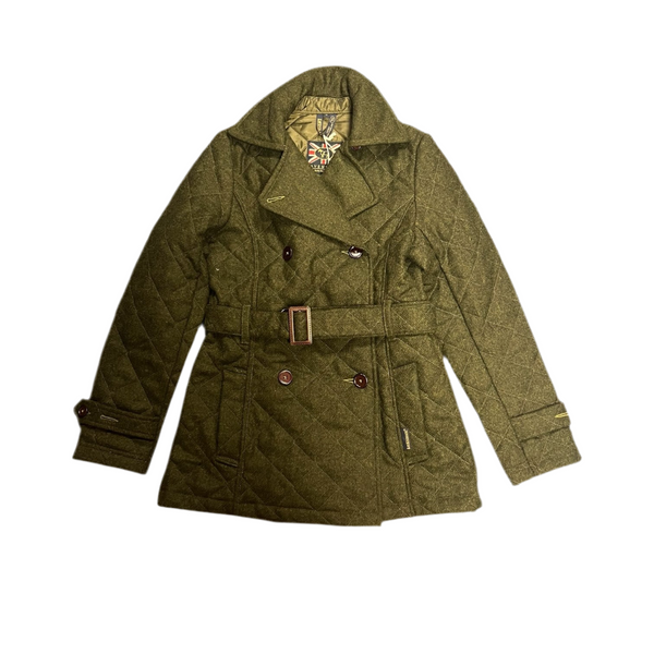 Lavenham - Ladies Green Wool Double Breasted Jacket with Belt - Size 10 - BRAND NEW WITH TAGS