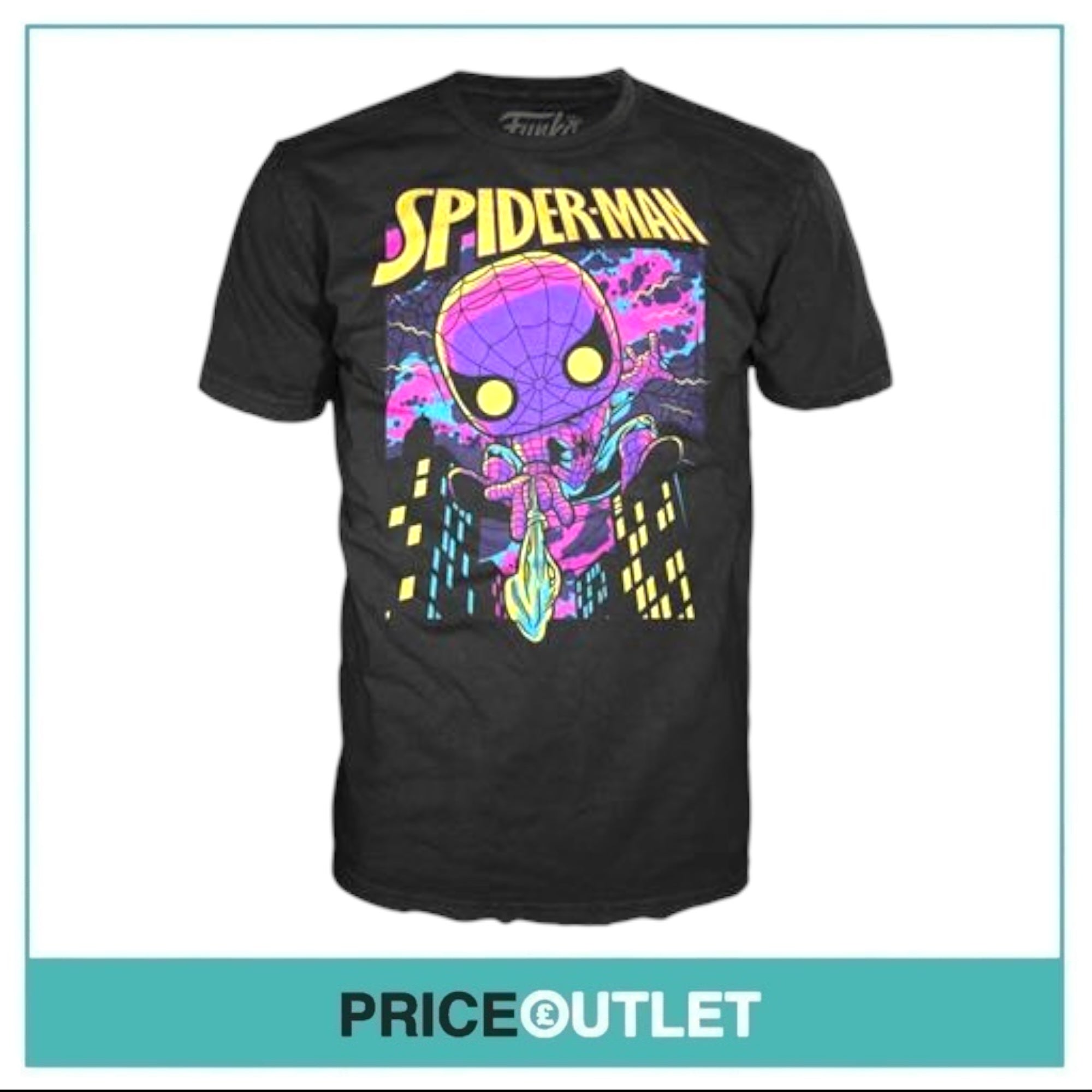 Funko - Marvel Blacklight Spider-Man Pop and Tee - Size M