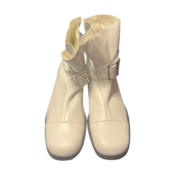 Comme des Garçons - Ladies White Leather Ankle Boots with Silver Buckle - Size 23 - BRAND NEW WITH TAGS
