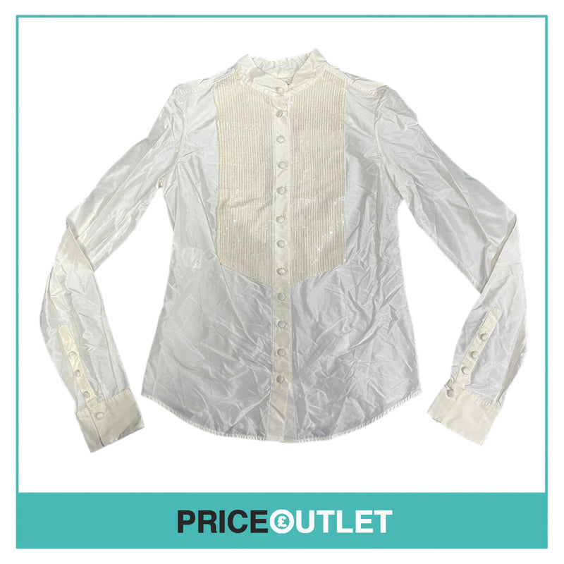 L'Wren Scott - Off White Satin Shirt with Sequins - Size 42 - BRAND NEW WITH TAGS