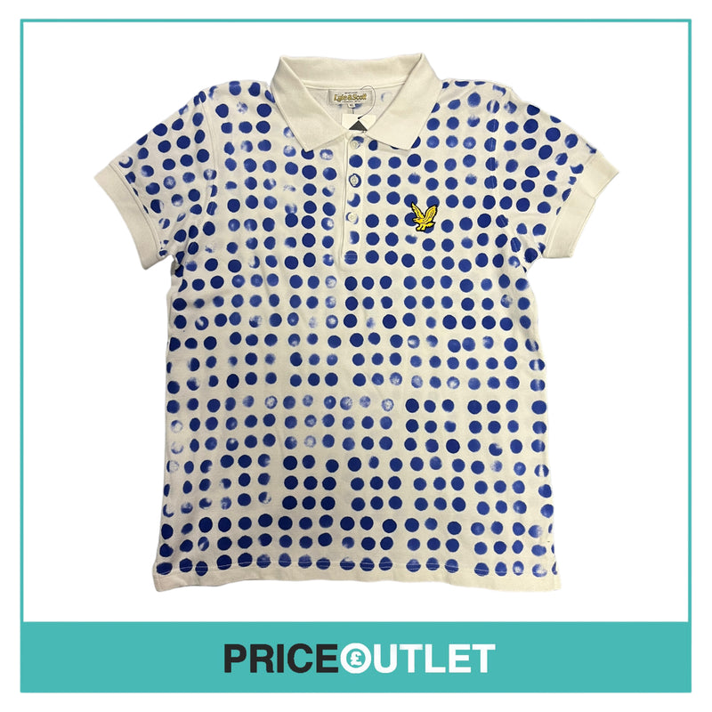Lyle & Scott - Blue and White Polka Dot Polo Shirt - Size XL - BRAND NEW WITH TAGS
