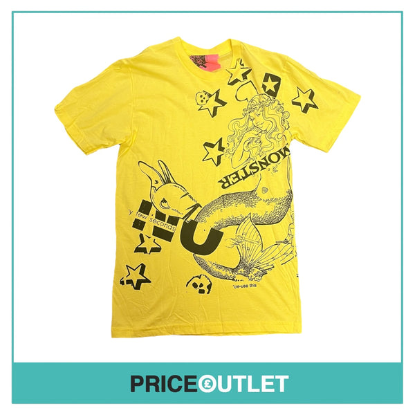 Wastin My Time - Yellow and Black Graphic T-Shirt - Size S - BRAND NEW WITH TAGS