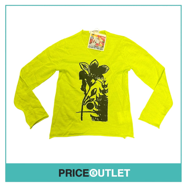 Comme des Garçons Jingle Flowers - Womens Yellow Knit Jumper - Size S - BRAND NEW WITH TAGS