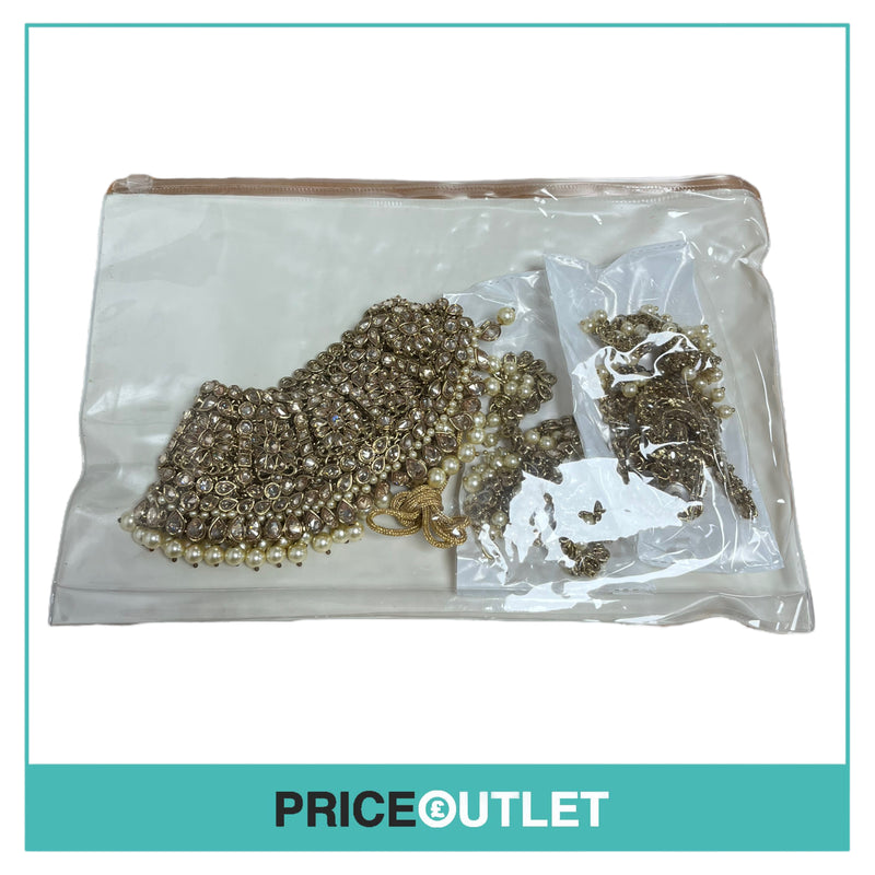Dhiral's Creations - Gold Chocker, Earrings and Headpiece Jewellery Set - BRAND NEW IN BAG