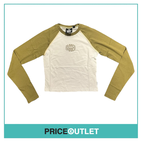 The Ragged Priest - White and Khaki Raglan Top - Size 8 - BRAND NEW WITH TAGS