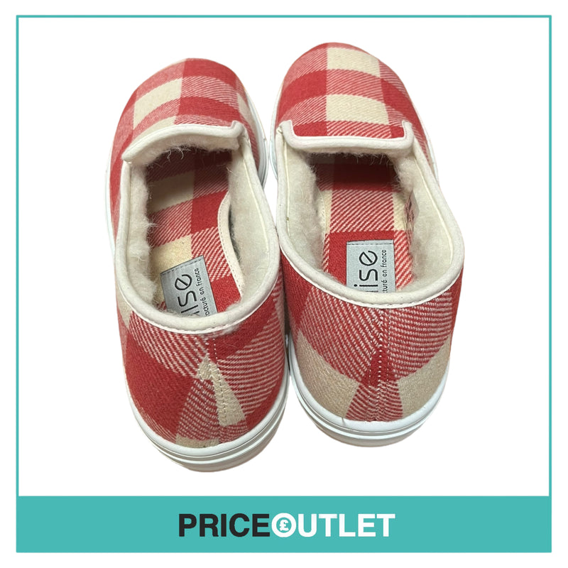 Taise by Souts - Mens Check Roses Fleece Lined Slip-On Shoes - Size 42 - BRAND NEW WITH TAGS