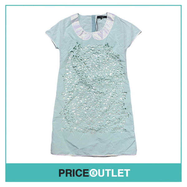 Giles - Mint Green Laser Cut Dress with Sparkly Collar - Size 40 - BRAND NEW WITH TAGS