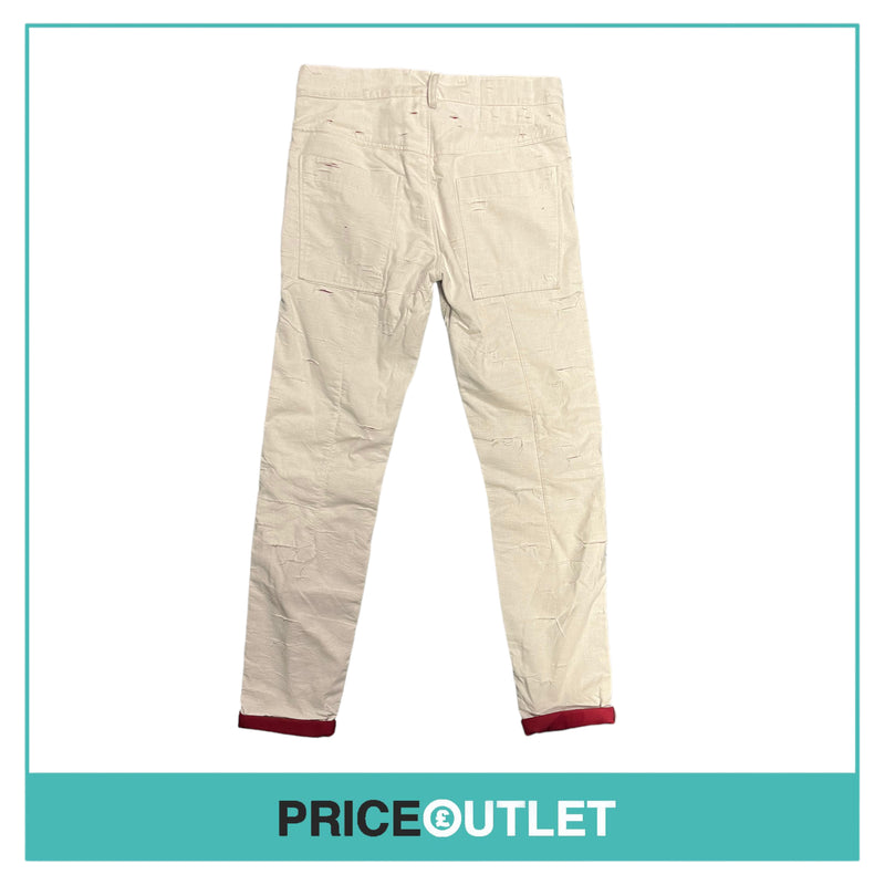 Thomas Engel Hart - White and Red Slashed Jeans - Size 28 - BRAND NEW WITH TAGS