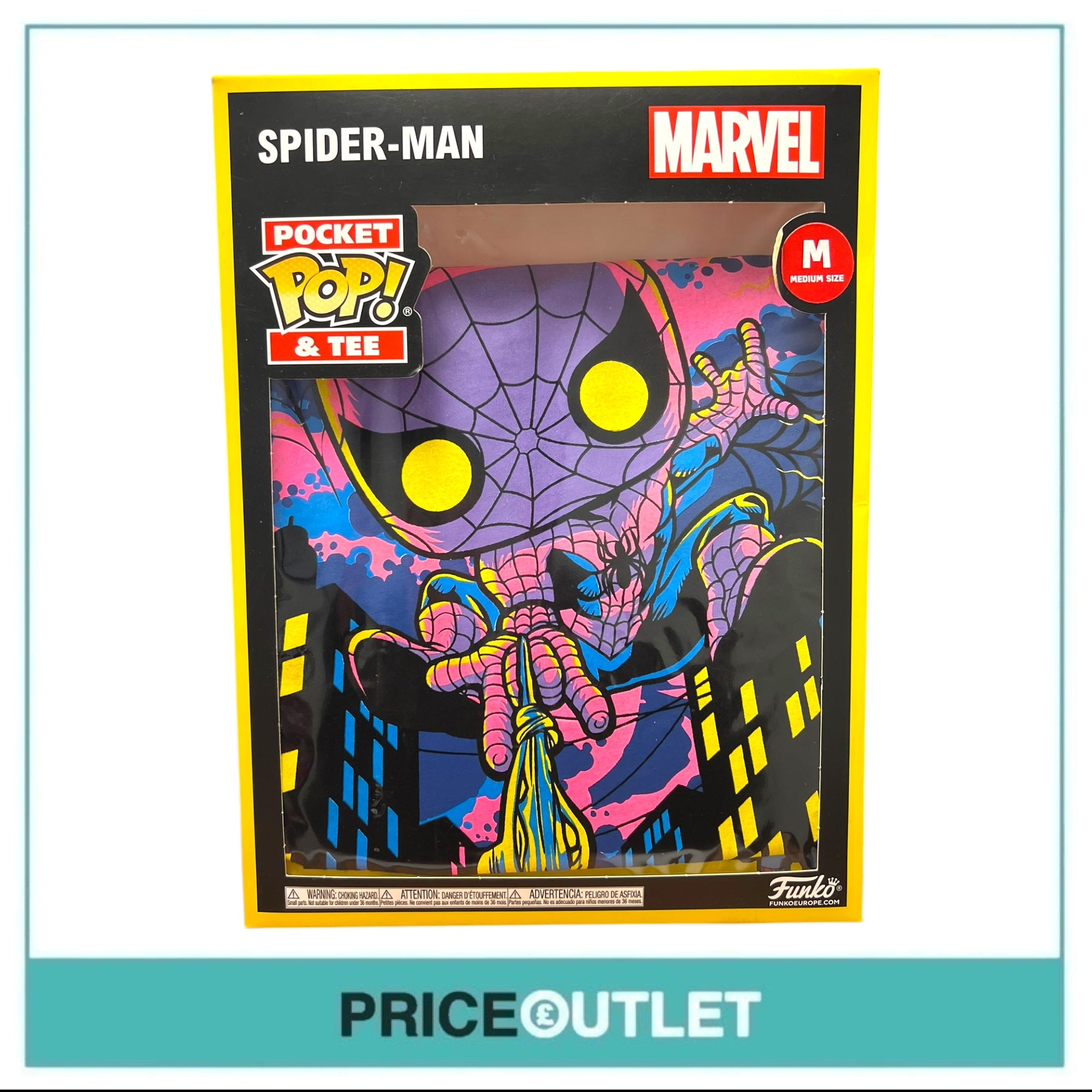 Funko - Marvel Blacklight Spider-Man Pop and Tee - Size M