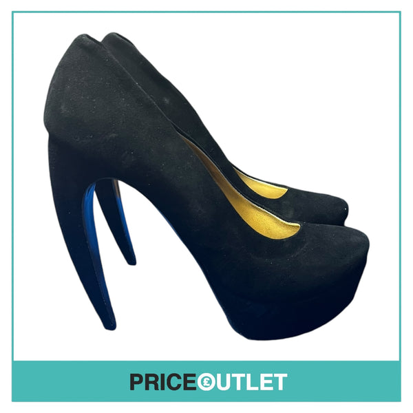 Walter Steiger - Black Suede Platform Heels with Curved Heel - Size 38 - BRAND NEW WITH TAGS