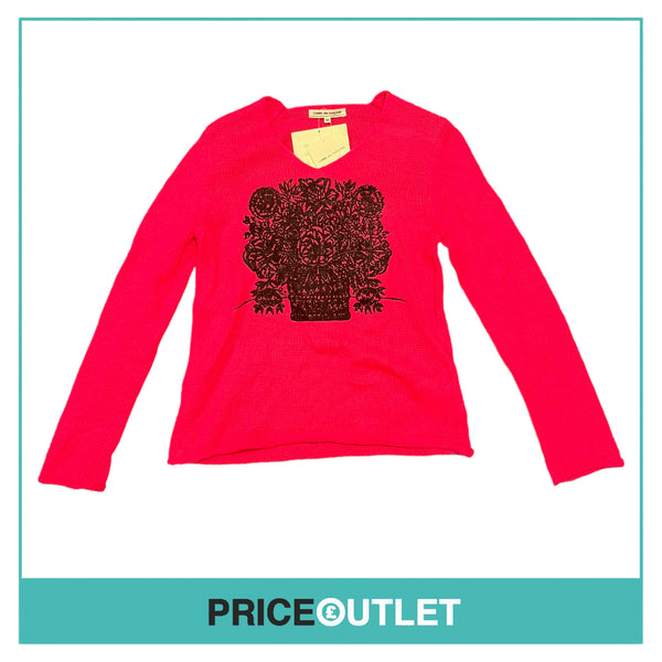 Comme des Garçons Jingle Flowers - Womens Pink Knit Jumper - Size M - BRAND NEW WITH TAGS