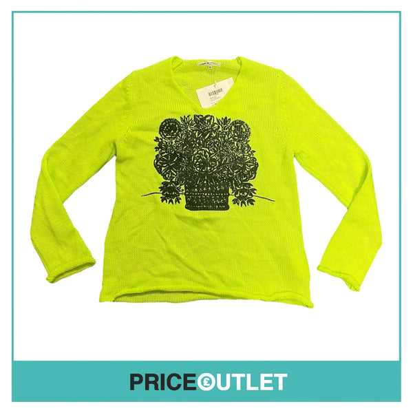 Comme des Garçons Jingle Flowers - Womens Yellow Knit Jumper - Size M - BRAND NEW WITH TAGS