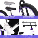 BIXE - Purple - Aluminum Balance Bike for 18 Month to 6 Year Old Toddlers - 12 inch