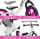 BIXE - Pink - Aluminum Balance Bike for 18 Month to 6 Year Old Toddlers - 16 inch