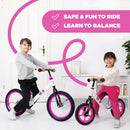 BIXE - Pink - Aluminum Balance Bike for 18 Month to 6 Year Old Toddlers - 16 inch