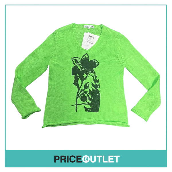 Comme des Garçons Jingle Flowers - Womens Green Knit Jumper - Size M - BRAND NEW WITH TAGS