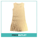Derecuny - Nude Satin Dress with Low Waist Pleat Skirt - Size 42 - BRAND NEW WITH TAGS