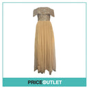 Maya Deluxe - Taupe Blush Bardot Embellished Maxi Dress - Size 16 - BRAND NEW WITH TAGS