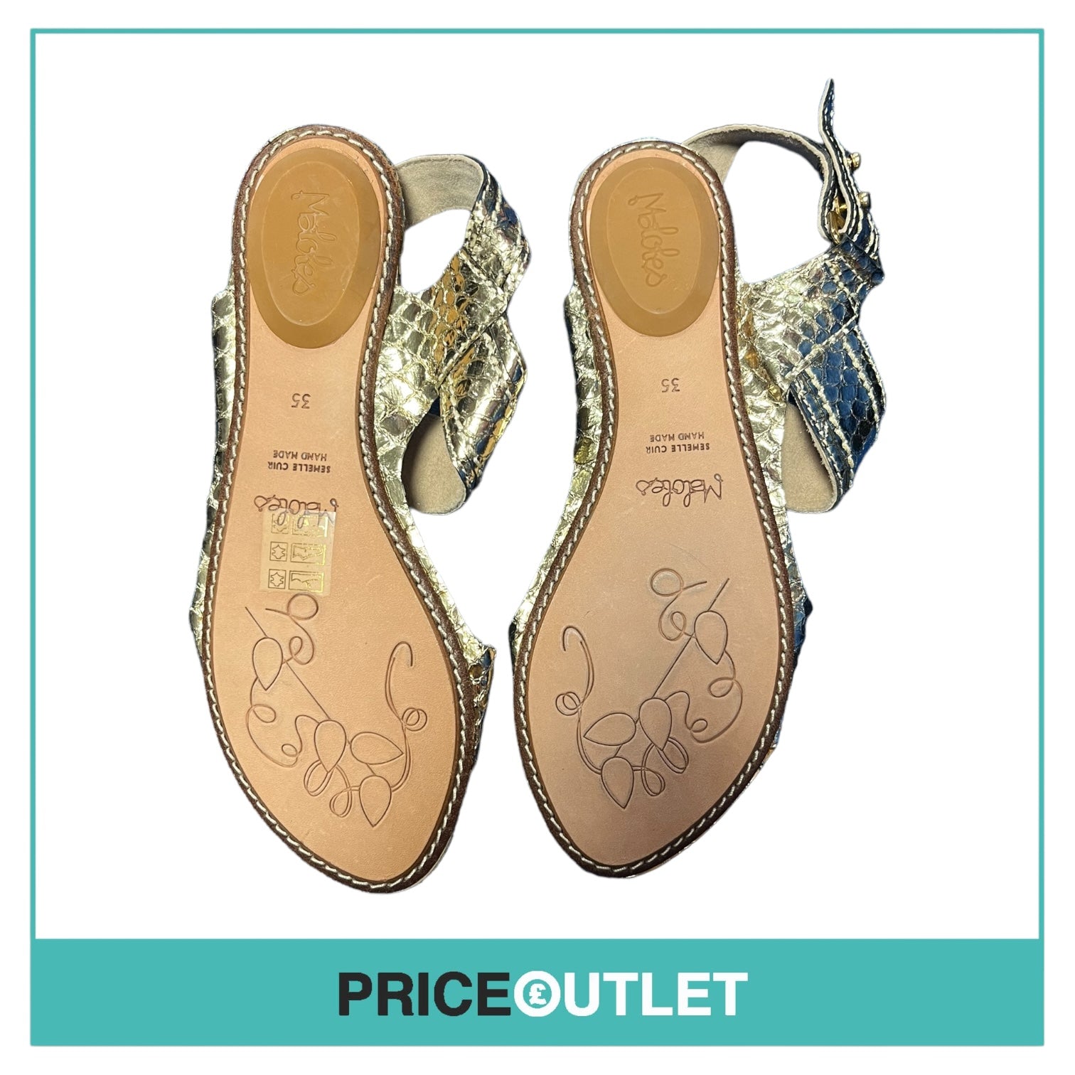 Maloles - Gold Leather Sandals - Size 35 - BRAND NEW