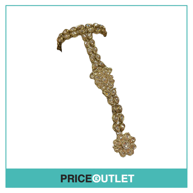 Dhiral's Creations - Gold Necklace, Bracelet/Ring and Headpiece Jewellery Set - BRAND NEW IN BAG