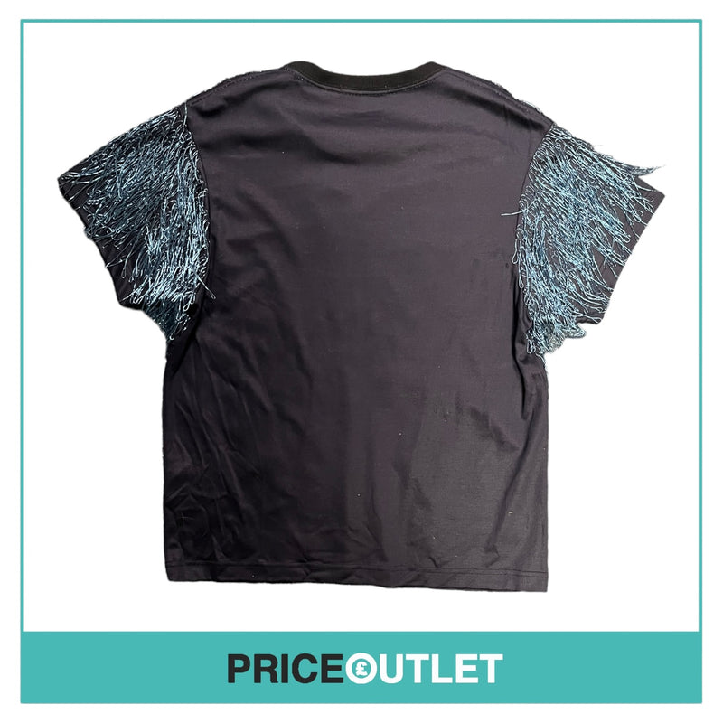 Julien David - Blue Metallic Fringe Top - Size OS - BRAND NEW WITH TAGS