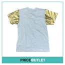 Comme des Garçons - Gold Rush Unisex White T-Shirt with 'Golden Hour' Print and Gold Sleeves - Size S - BRAND NEW WITH TAGS