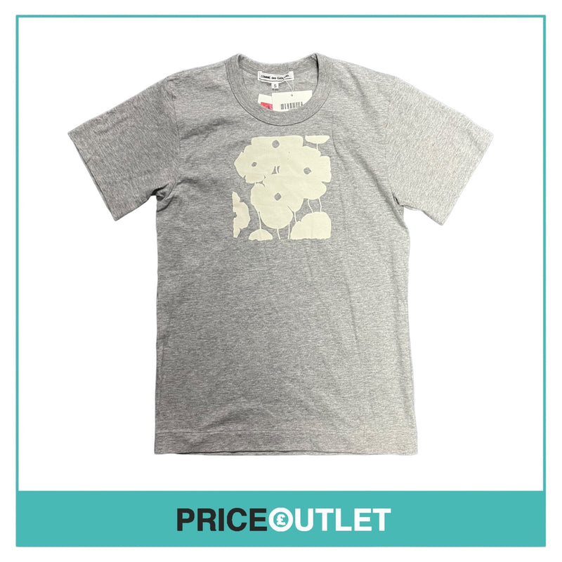 Comme des Garçons Jingle Flowers - Womens Grey T-Shirt - Size S - BRAND NEW WITH TAGS