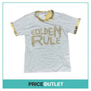 Comme des Garçons - Gold Rush Unisex White T-Shirt with 'Golden Rule' Gems and Gold Binding - Size S - BRAND NEW WITH TAGS