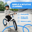 BIXE - Blue Pro Balance Bike for Big Kids and Kids with Special Needs - 16inch  No Pedal Glide Training Bicycle for Children Ages 5,6,7,8.