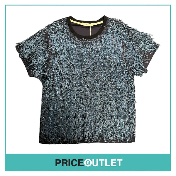 Julien David - Blue Metallic Fringe Top - Size OS - BRAND NEW WITH TAGS