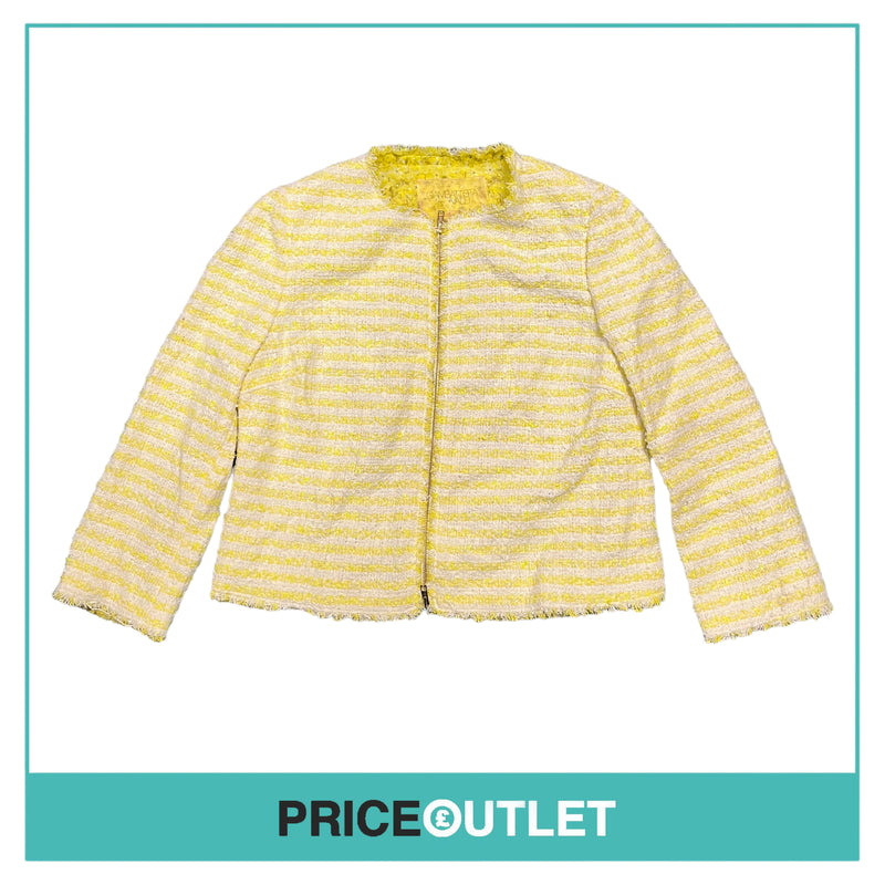 Giambattista Valli - Yellow and White Striped Jacket with Floral Lining - Size M - BRAND NEW WITH TAGS
