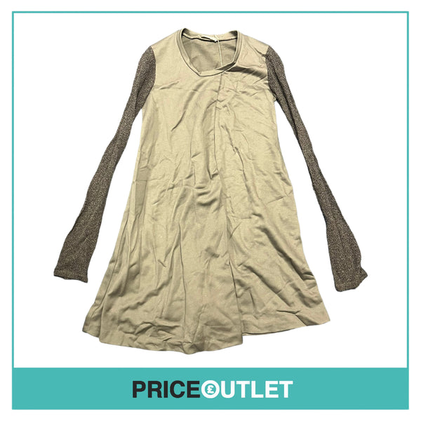 Commuun - Grey Dress with Khaki Knit Sleeves - Size 38 - BRAND NEW WITH TAGS