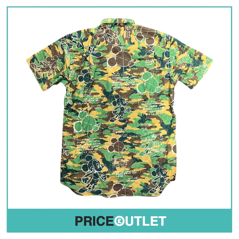 Comme des Garçons Shirt Disney Mickey Mouse Green Camo Print Shirt