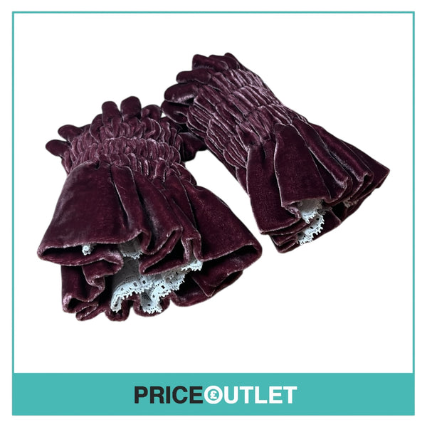 Blue Roses - Velvet Rose Cuffs with White Lace - Size OS - BRAND NEW WITH TAGS