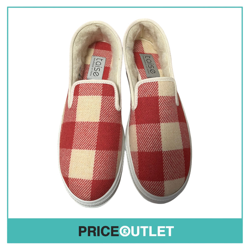 Taise by Souts - Mens Check Roses Fleece Lined Slip-On Shoes - Size 42 - BRAND NEW WITH TAGS