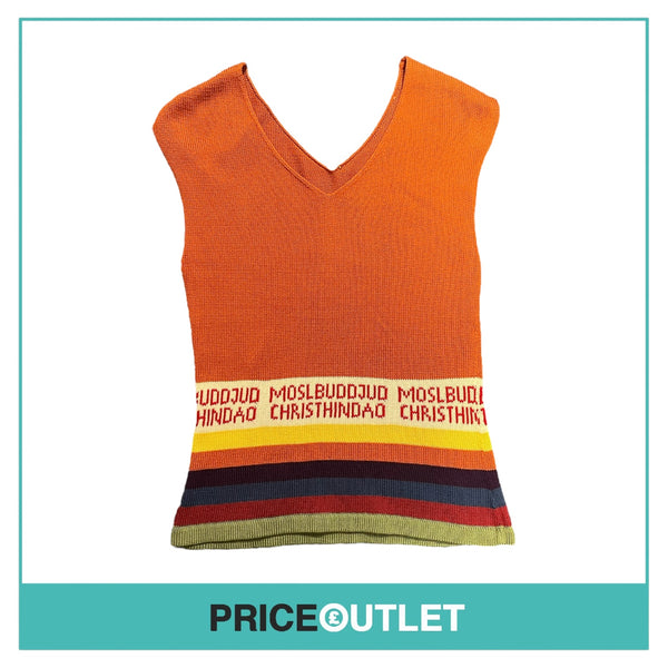 Elternhaus - Orange Knit Vest with Striped Hem - Size OS - BRAND NEW WITH TAGS