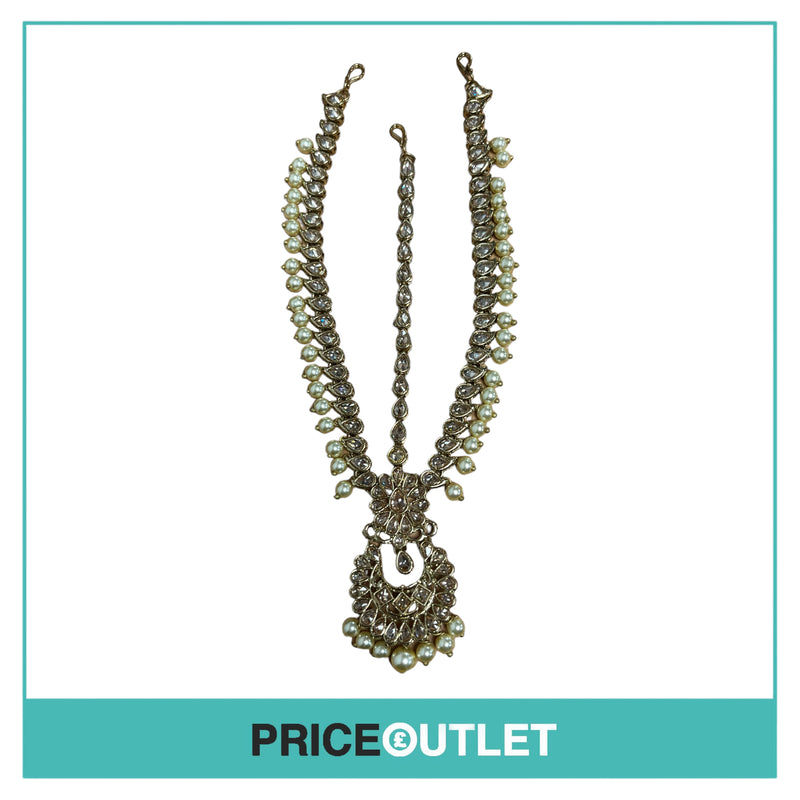 Dhiral's Creations - Gold Chocker, Earrings and Headpiece Jewellery Set - BRAND NEW IN BAG