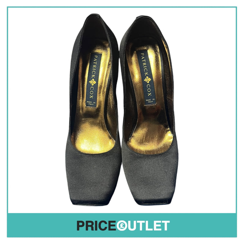 Patrick Cox - Black Satin Square Toe Heels - Size 39 - BRAND NEW WITH TAGS