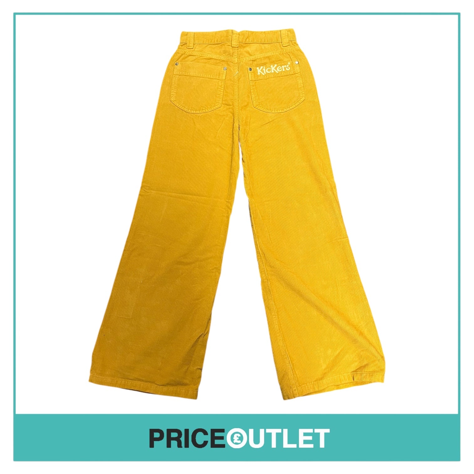 Kickers - Womens Mustard Yellow Wide Leg Cord Trousers - Size 28 - BRAND NEW