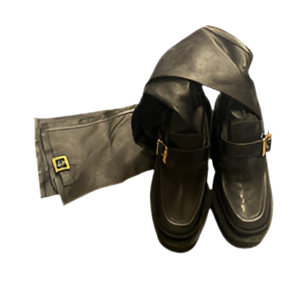Sacai - Black Leather Wedge Over the Knee Boots - Size 35 - BRAND NEW WITH TAGS