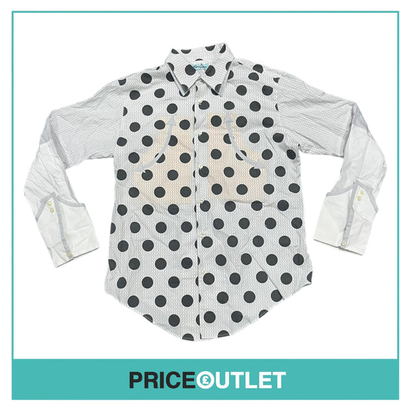 Kim Jones - Grey Polka Dot Shirt with Double Collar and Yellow Lining - Size S - BRAND NEW WITH TAGS