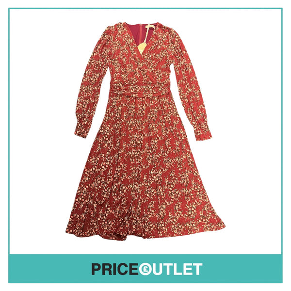 Jolie Moi - Burgundy Floral Long Sleeved Mesh Dress - Size 10 - BRAND NEW WITH TAGS
